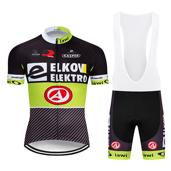 2019 Maillot Elkov Elektro Tirantes Mangas Cortas Negro Verde